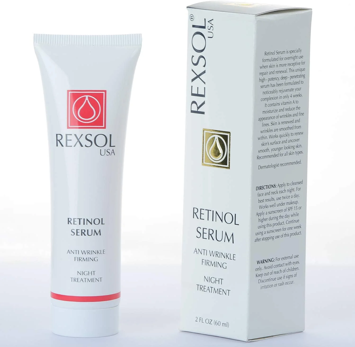 سرم رتینول رکسول، ضد چروک و سفت کننده | بهترین سرم آنتی اکسیدان برای صورت | ویتامین C خالص برای صورت، سرم ویتامین رتینول خالص | سرم ضد چروک قوی برای درمان چروک های عمیق (60 میلی لیتر)