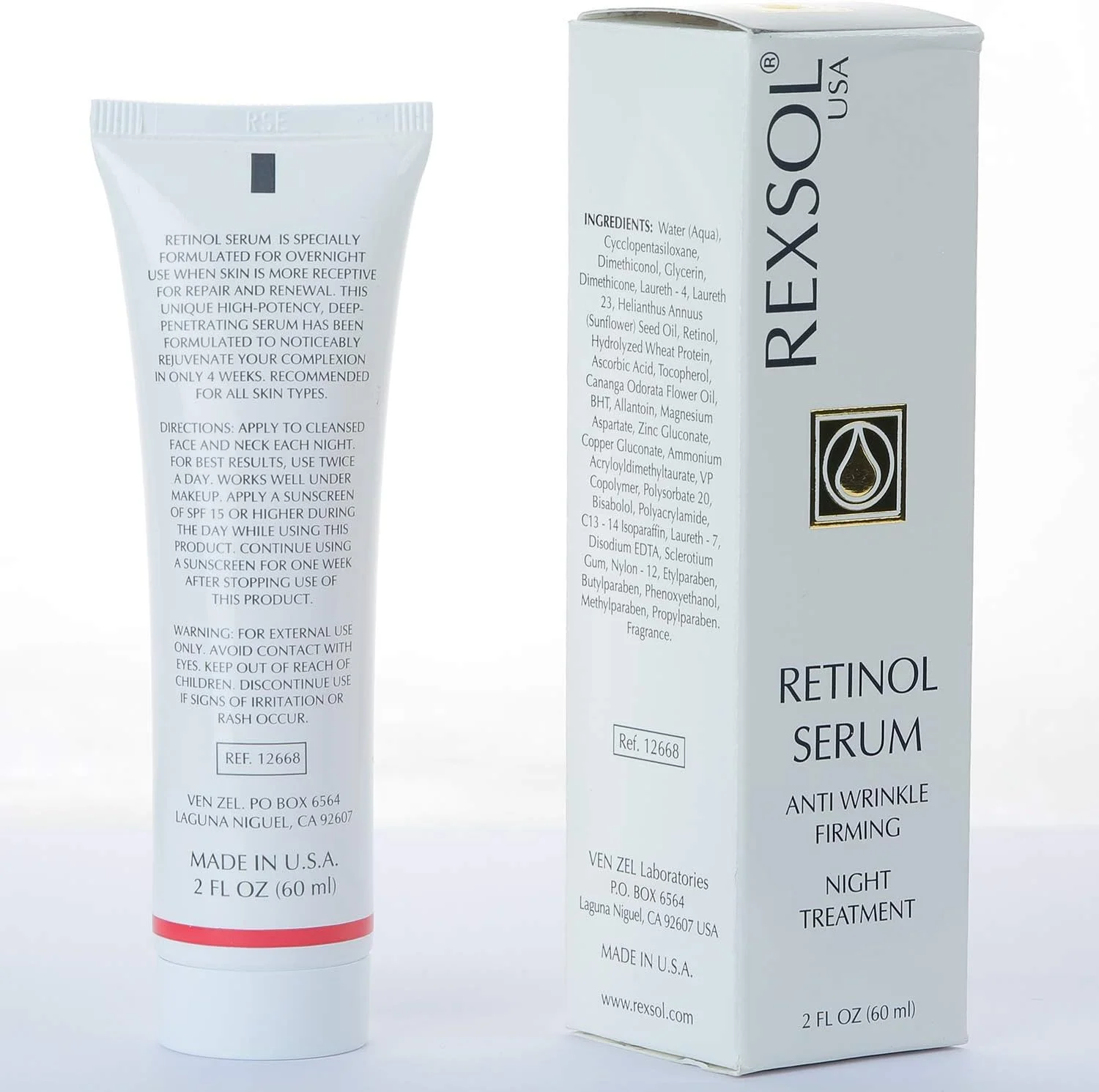 سرم رتینول رکسول، ضد چروک و سفت کننده | بهترین سرم آنتی اکسیدان برای صورت | ویتامین C خالص برای صورت، سرم ویتامین رتینول خالص | سرم ضد چروک قوی برای درمان چروک های عمیق (60 میلی لیتر)