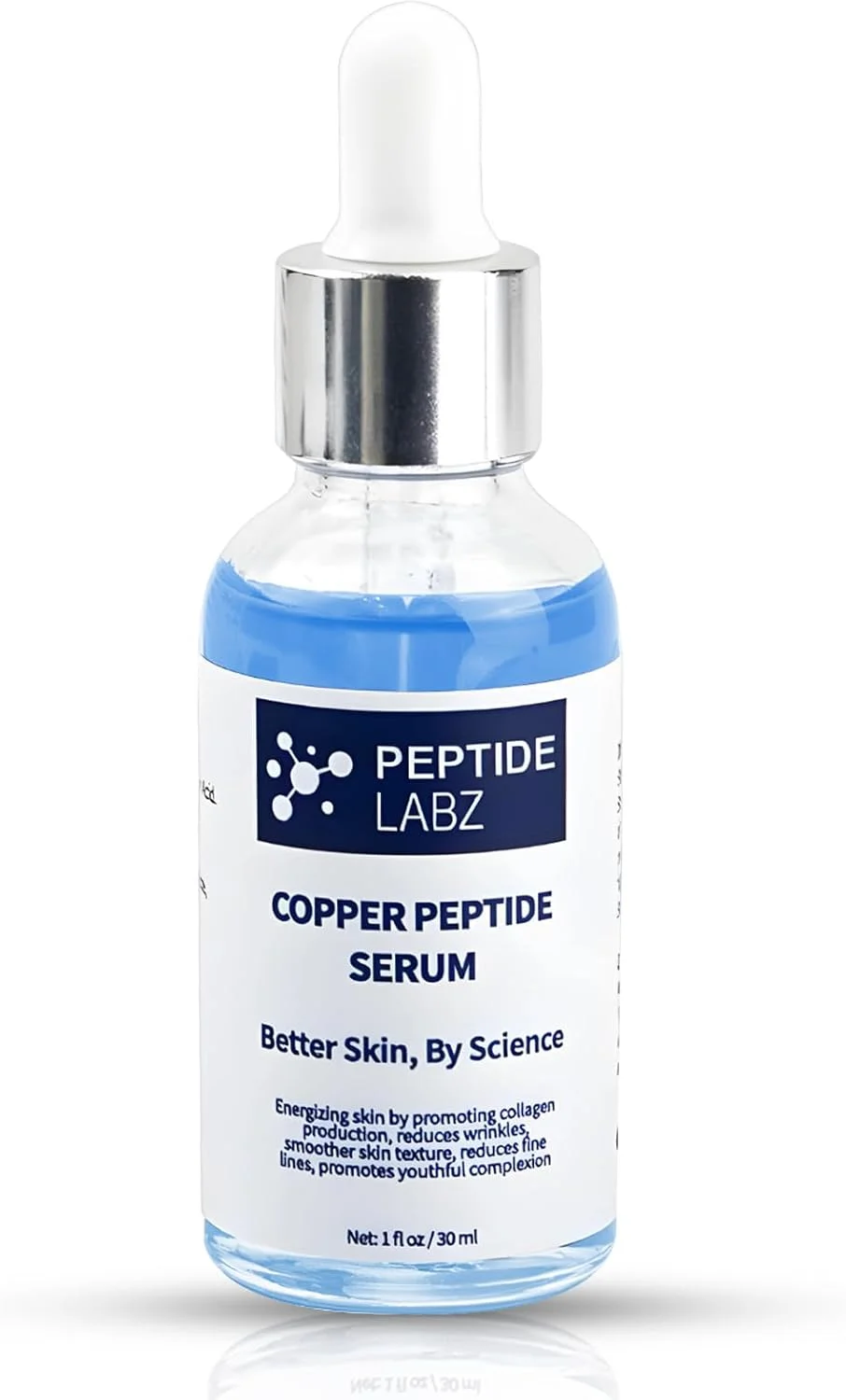 سرم پپتید مس PeptideLabz GHK-CU 12% برای صورت - ضد چروک - افزایش کلاژن - 30 میلی لیتر - ضد پیری برای پوست، آبی