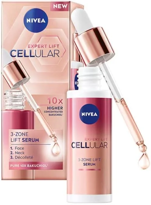 سرم صورت نیوآ Cellular Expert Lift با اثر لیفتینگ سه گانه (1 عدد 30 میلی لیتر)، کنسانتره مراقبت از صورت حاوی باکوچیول، سرم ضد پیری برای صورت، گردن و دکلته
