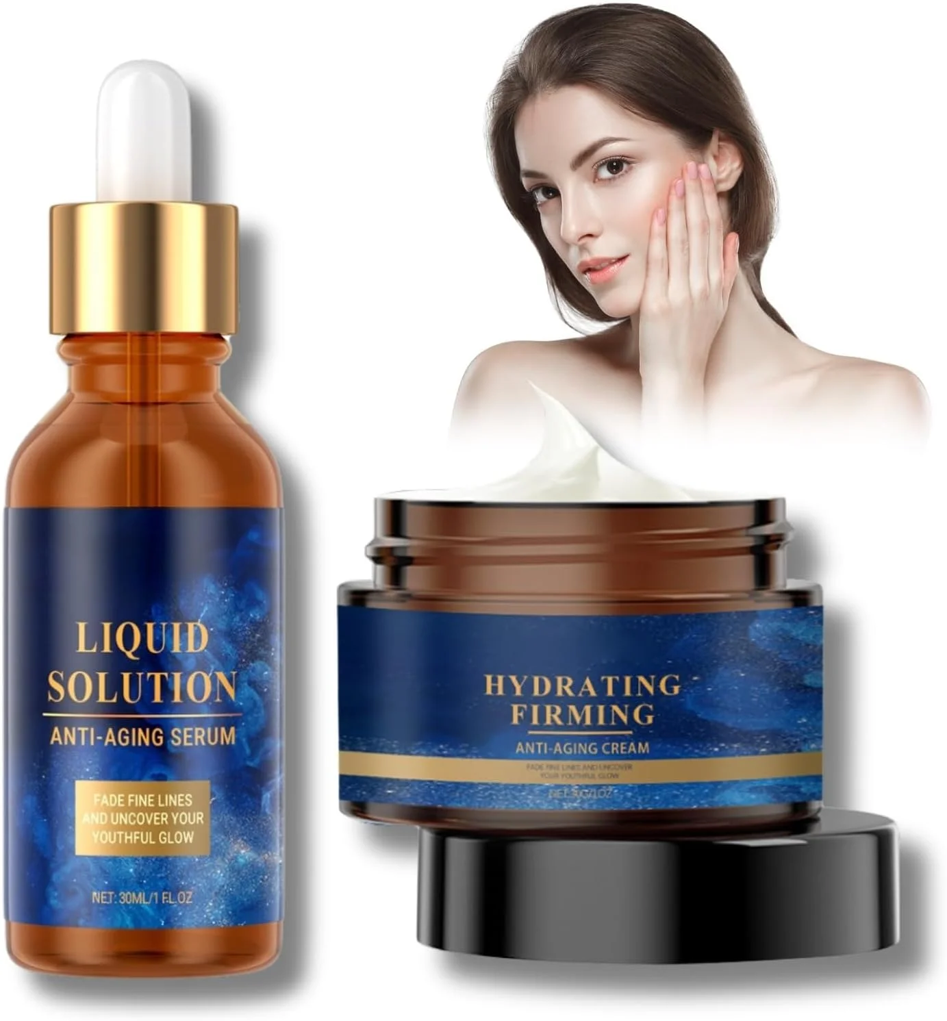 سرم ضد چروک و کرم صورت، سرم محلول مایع، سرم ضد پیری محلول مایع برای صاف کردن و کاهش خطوط ریز و چروک، هدیه مراقبت از صورت برای زنان