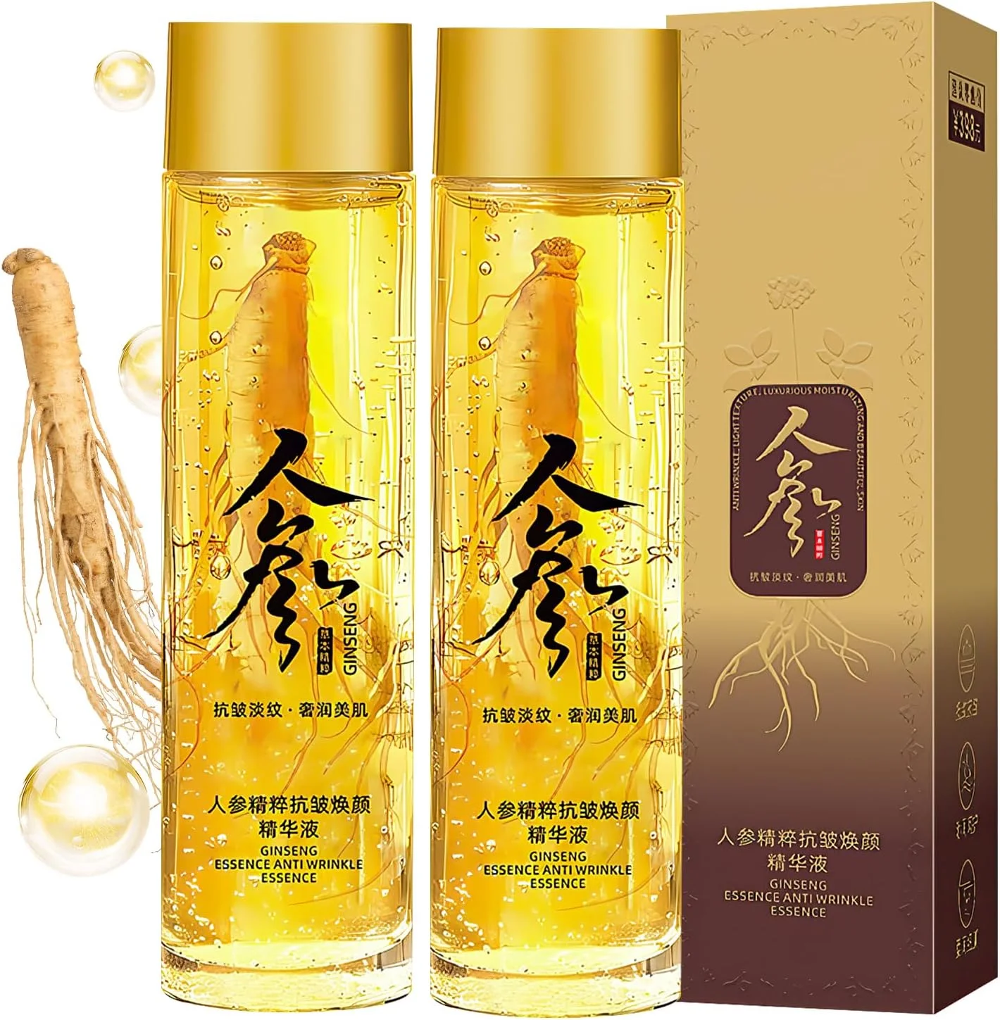 عصاره جینسینگ مایع، سرم ضد پیری پپتید جینسینگ، اسانس جینسینگ قرمز کره‌ای برای ضد پیری، عصاره جینسینگ روغن سرم اصلی ضد چروک، مرطوب کننده، سفت کننده پوست برای انواع پوست