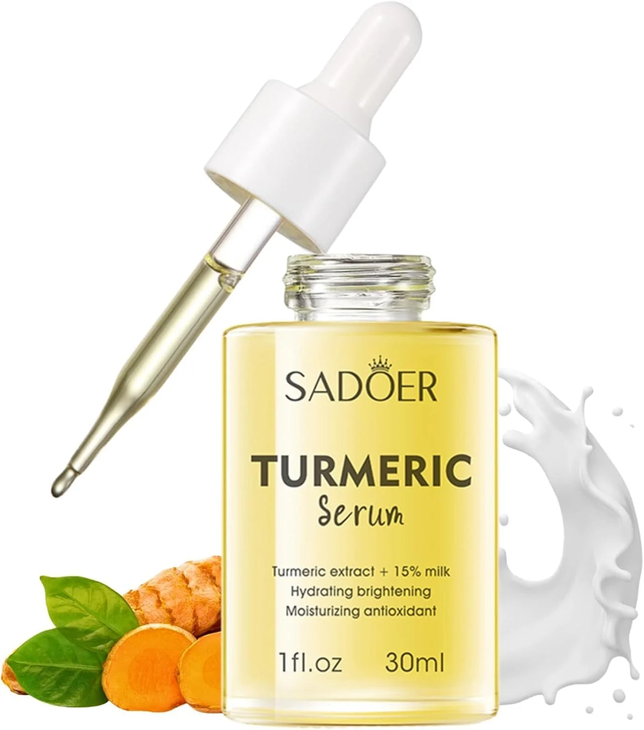 سرم صورت زردچوبه حاوی 15% شیر، سرم روشن کننده و اصلاح کننده لک های تیره صورت، سرم ضد چروک روشن کننده، روغن زردچوبه سرم آبرسان برای آنتی اکسیدان، کاهش خطوط ریز