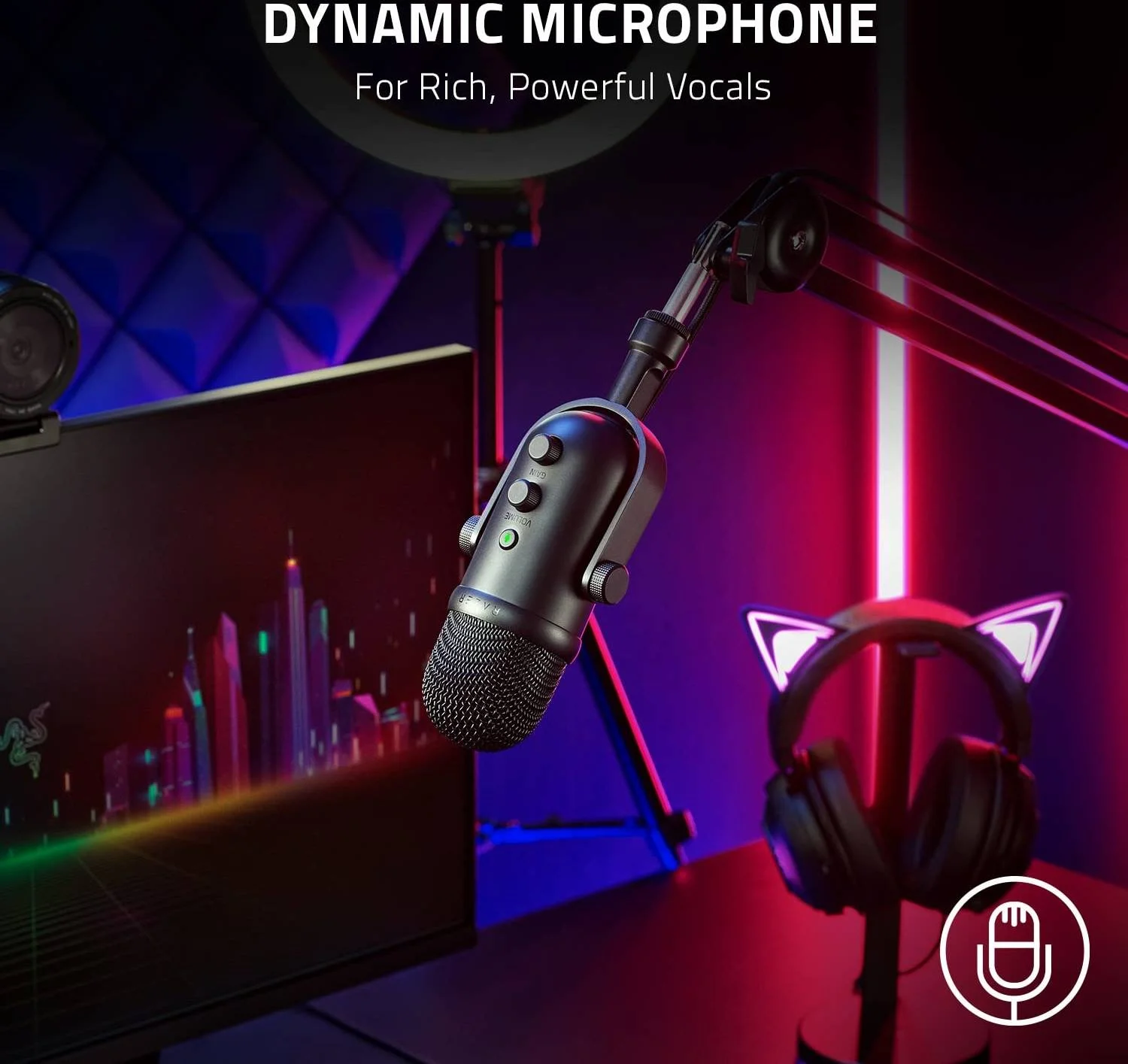 میکروفون USB حرفه ای Razer Seiren V2 Pro برای استریمرها، میکروفون دینامیک 30 میلی متری، فیلتر بالاگذر محدود کننده بهره آنالوگ، کپسول های 24 بیتی، مشکی | RZ19-04040100-R3M1 میکروفون USB حرفه ای Razer Seiren V2 Pro برای استریمرها، میکروفون دینامیک 30 میلی متری، فیلتر بالاگذر محدود کننده بهره آنالوگ، کپسول های 24 بیتی، مشکی | RZ19-04040100-R3M1