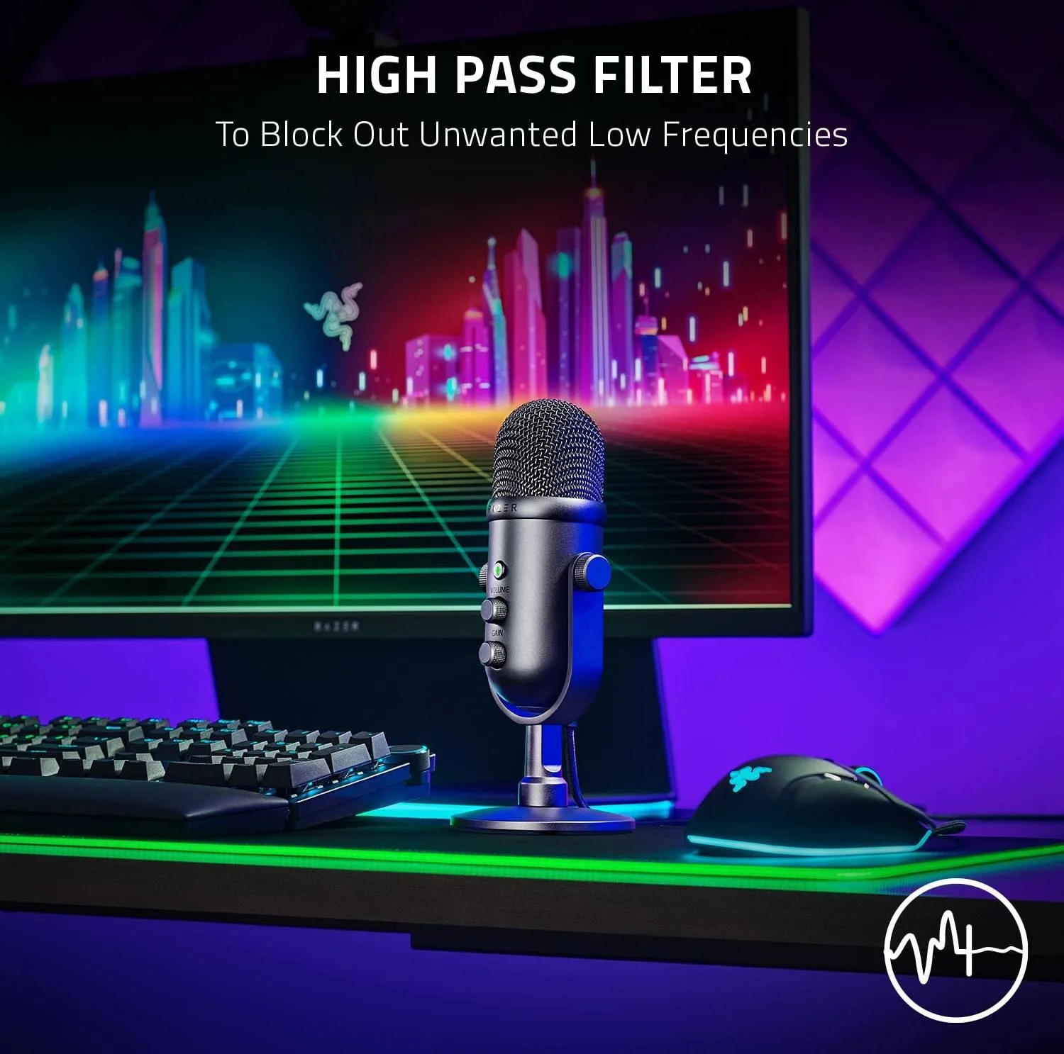 میکروفون USB حرفه ای Razer Seiren V2 Pro برای استریمرها، میکروفون دینامیک 30 میلی متری، فیلتر بالاگذر محدود کننده بهره آنالوگ، کپسول های 24 بیتی، مشکی | RZ19-04040100-R3M1 میکروفون USB حرفه ای Razer Seiren V2 Pro برای استریمرها، میکروفون دینامیک 30 میلی متری، فیلتر بالاگذر محدود کننده بهره آنالوگ، کپسول های 24 بیتی، مشکی | RZ19-04040100-R3M1