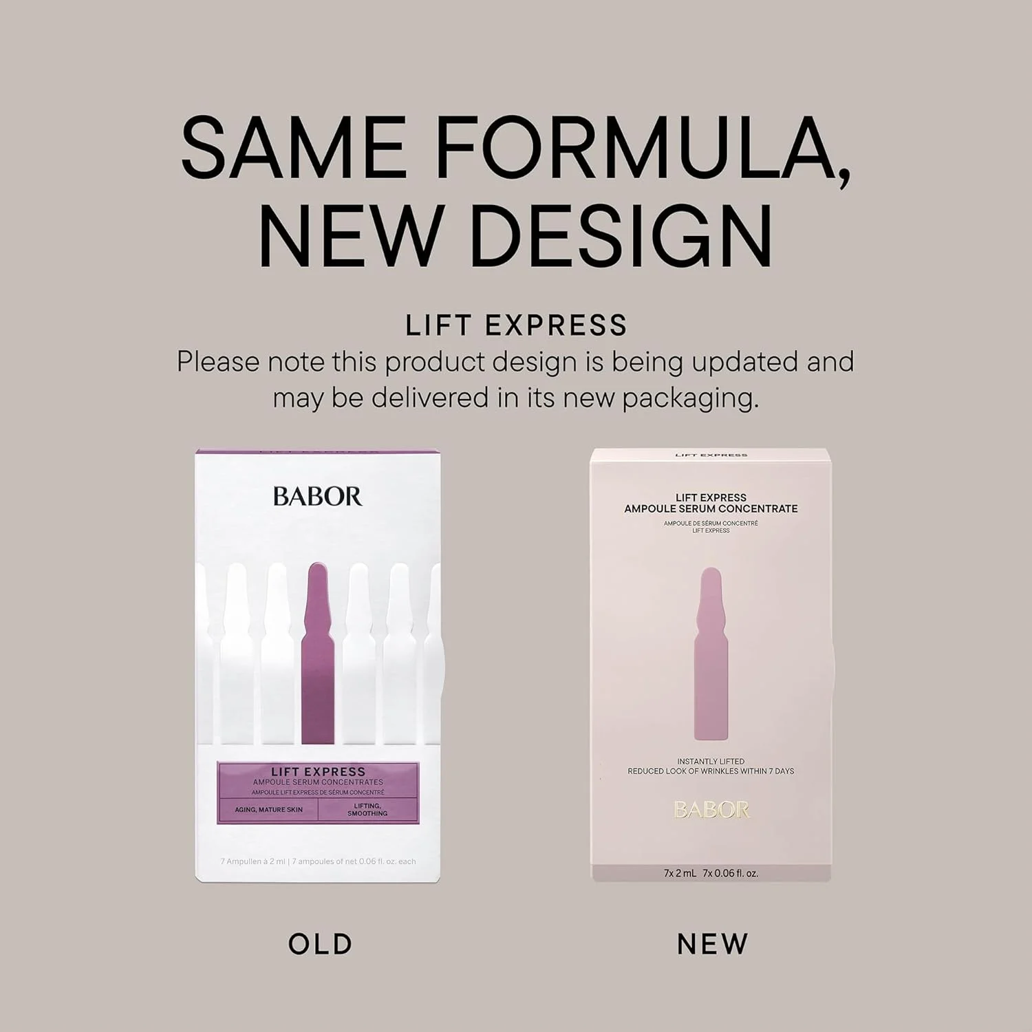 آمپول های سرم ضد پیری لیفت اکسپرس BABOR برای صورت، برای اثر فوری ضد چروک، فرمول وگان، 7 عدد آمپول 2 میلی لیتری غلیظ