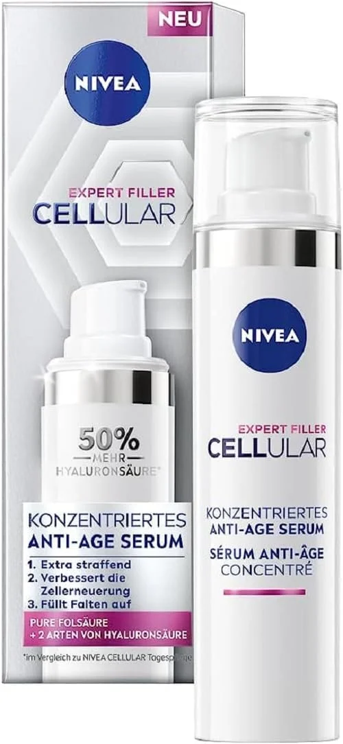 سرم ضد پیری غلیظ نیوآ Cellular Expert Filler (40 میلی لیتر)، سرم ضد چروک با اسید هیالورونیک و فولیک اسید، سرم هیالورونیک غلیظ برای پوستی جوان تر