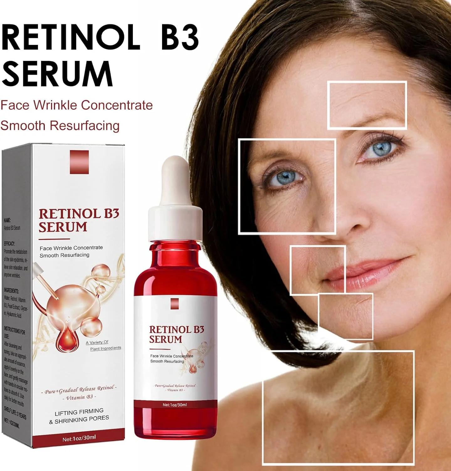 سرم صورت رتینول B3، سرم آبرسان روزانه ضد چروک حاوی ویتامین B3 (30 میلی لیتر) سرم صورت رتینول B3، سرم آبرسان روزانه ضد چروک حاوی ویتامین B3 (30 میلی لیتر)