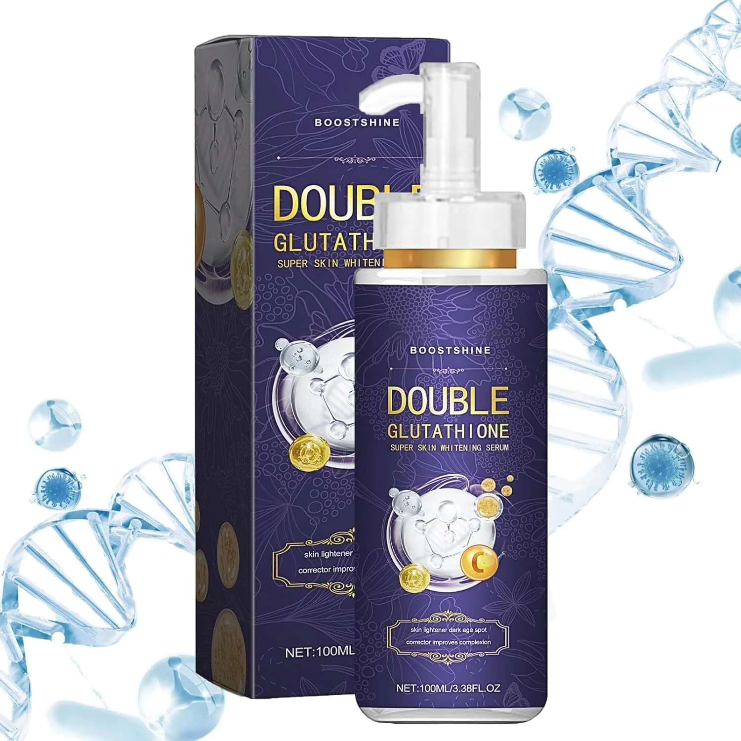 سرم گلوتاتیون صورت، سرم روشن کننده پوست صورت گلوتاتیون با نیاسینامید، سرم آبرسان کاهش دهنده لکه های تیره و بهبود رنگ پوست و بهبود خاصیت ارتجاعی با حجم زیاد 100 میلی لیتر