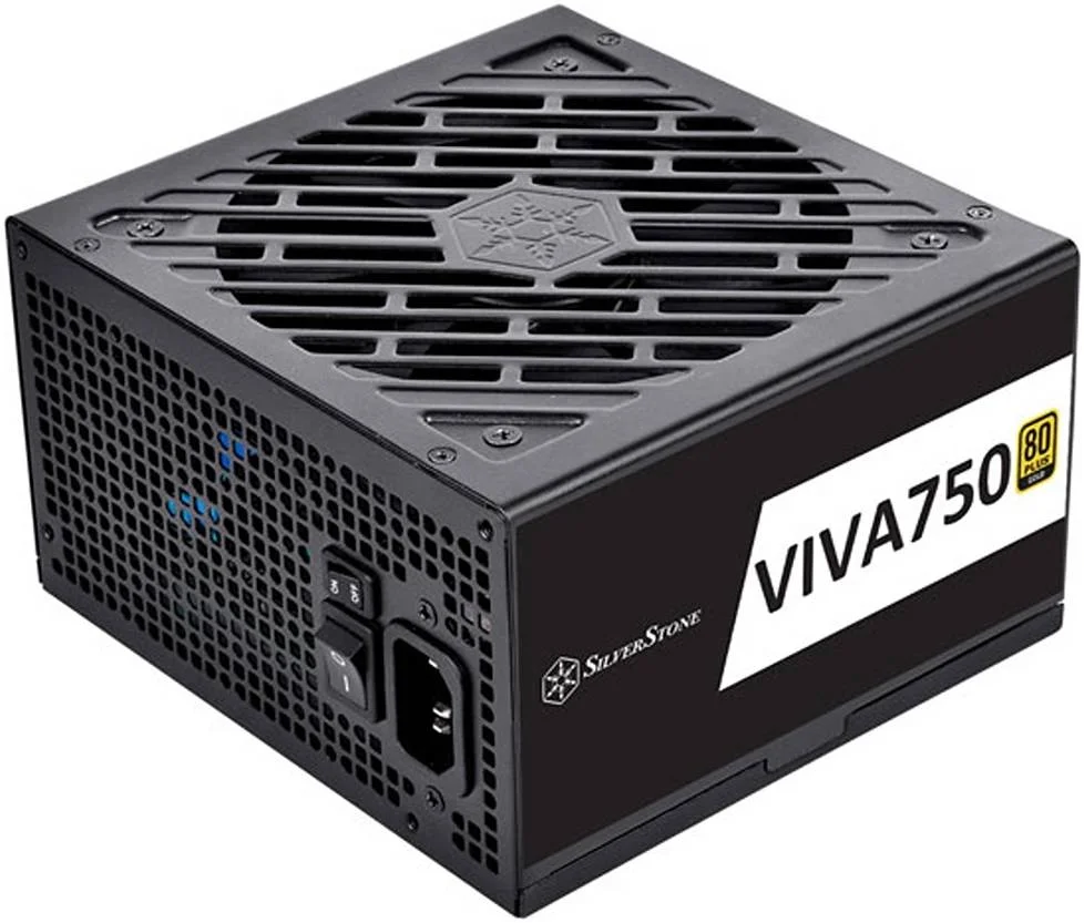 منبع تغذیه 750 وات Silver Stone Viva 750 Gold 80 PLUS Gold ATX، ریل تک +12 ولت پیشرو در کلاس خود، کاملاً ماژولار، پشتیبانی از کانکتورهای PCIe 8 پین و PCIe 6 پین، مشکی | SST-VA750-G
