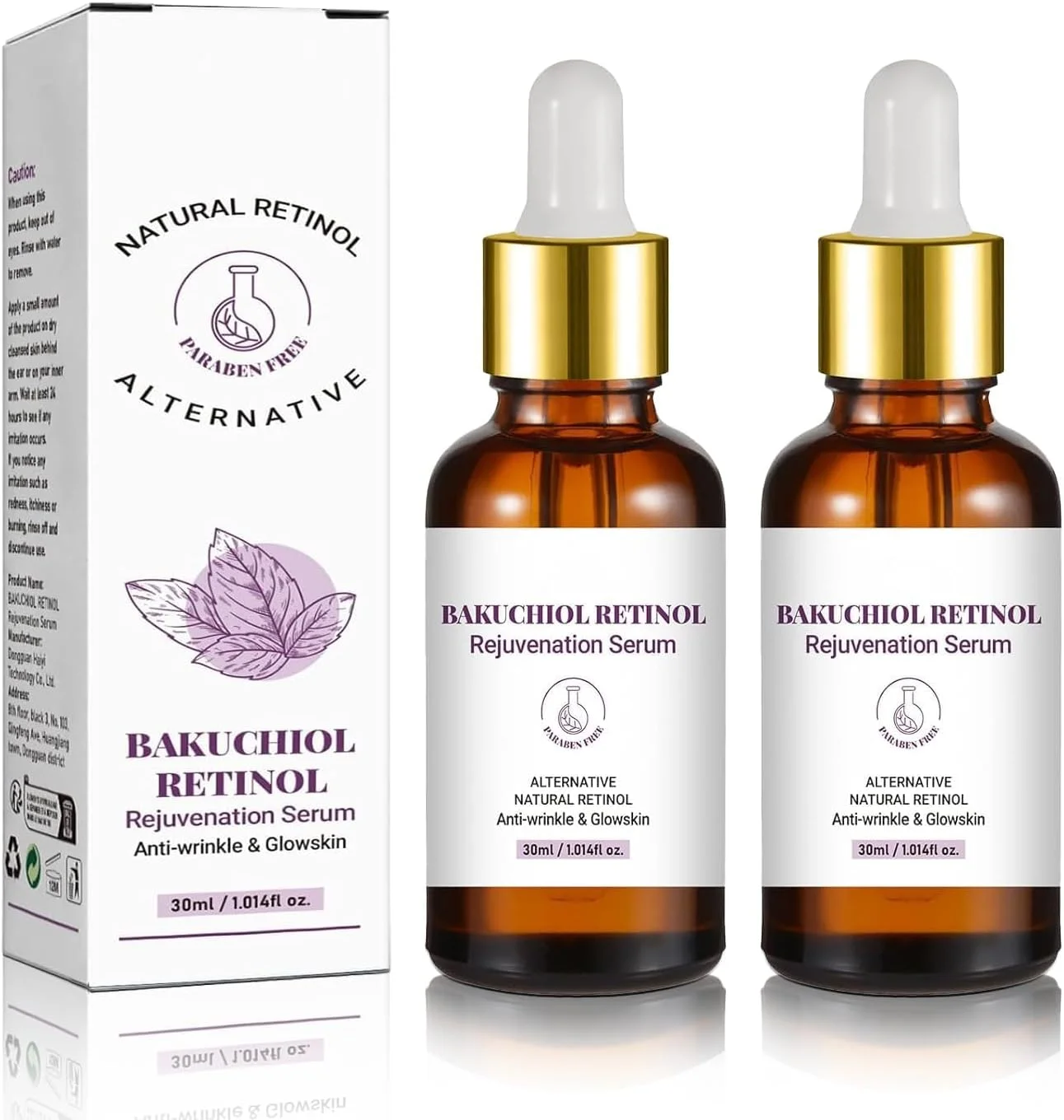 سرم باکوچیول و رتینول، سرم صورت رتینول، سرم جوانسازی رتینول برای ضد چروک و درخشش پوست، سرم رتینول برای آقایان و بانوان (2 عدد)