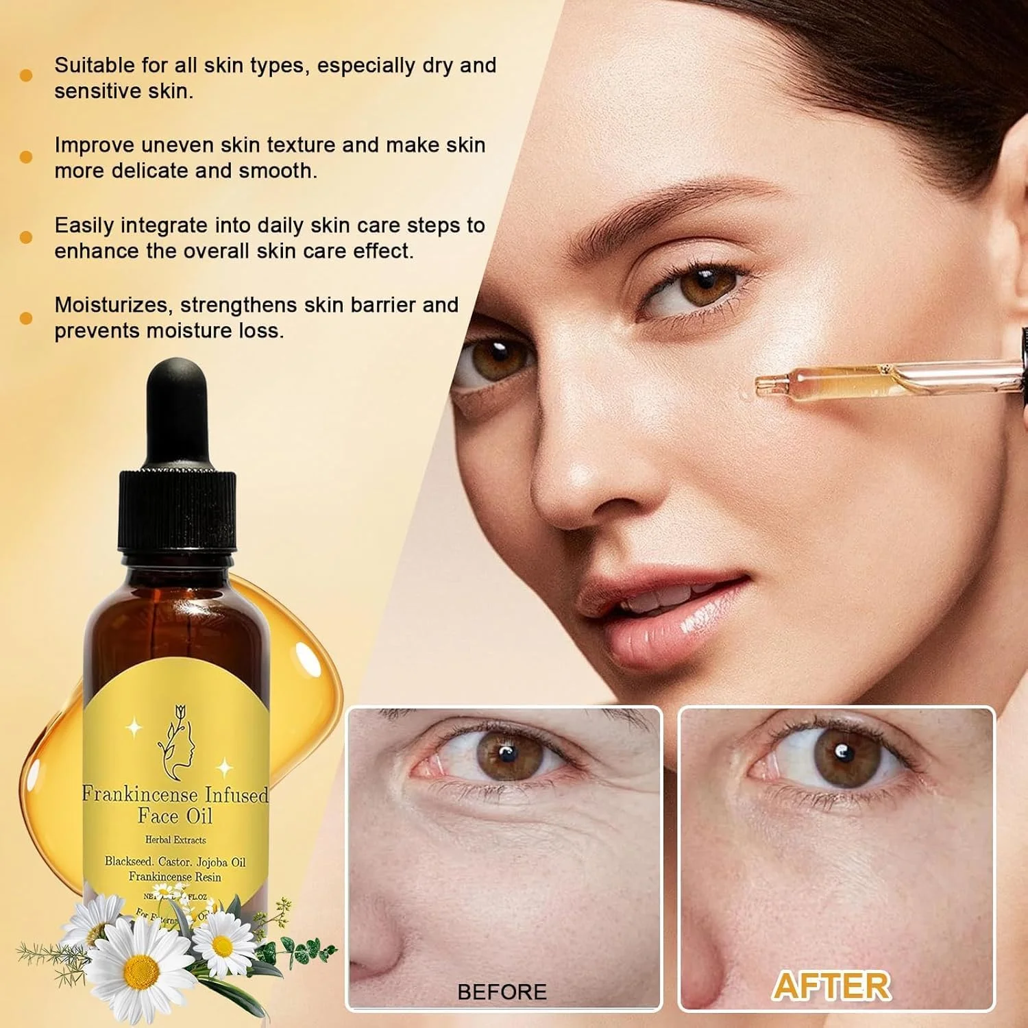 روغن رزین صورت، روغن آغشته به رزین کندر، دانه کرچک سیاه ارگانیک، مرطوب کننده صورت ضد چروک و ضد پیری، سرم پرس سرد برای انواع پوست