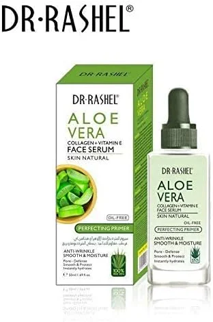 سرم صورت دکتر راشل حاوی آلوئه ورا، کلاژن و ویتامین ای | ضد چروک، آبرسان و مرطوب کننده فوری پوست، حجم 50 میلی لیتر