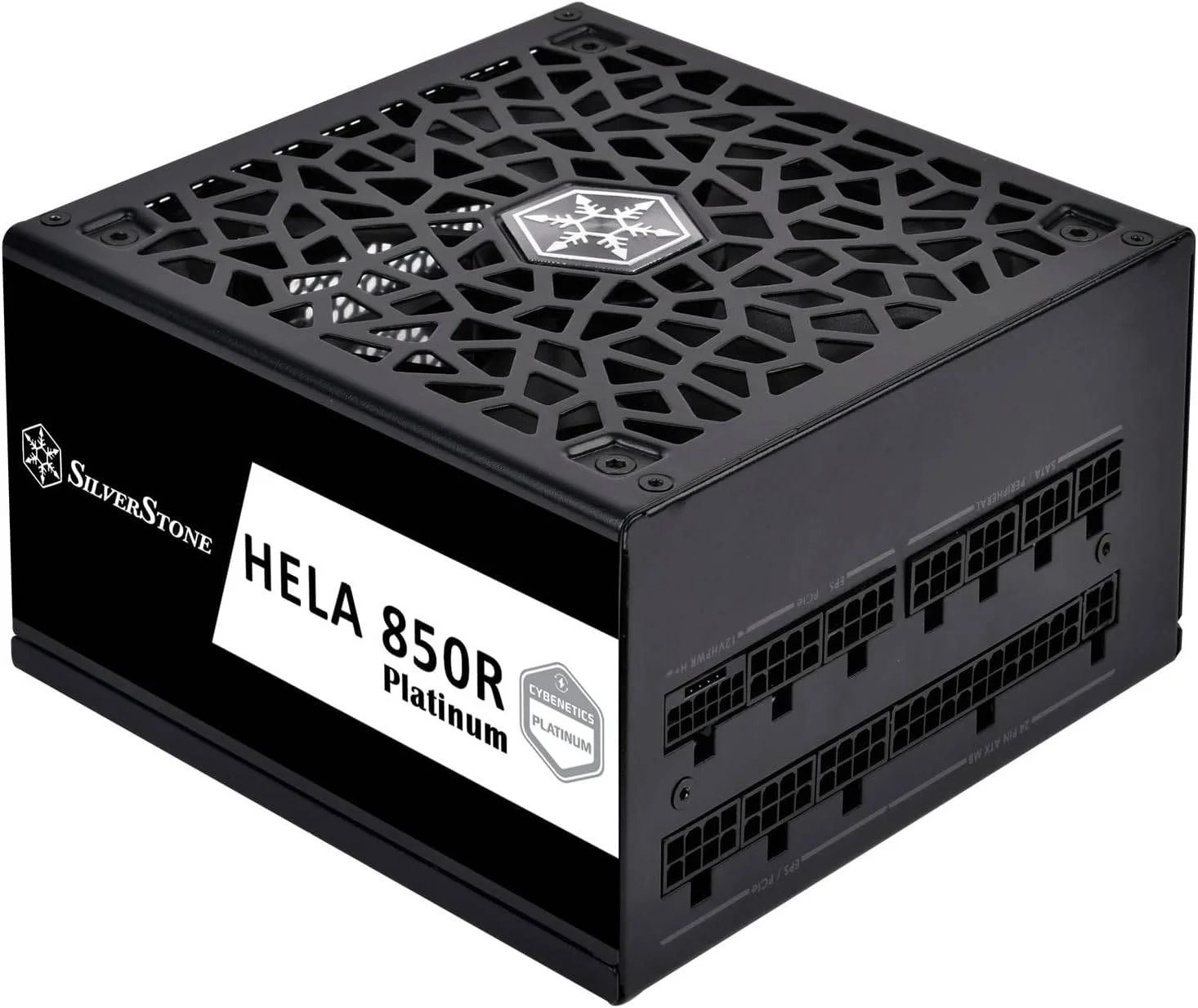 منبع تغذیه 850 وات کاملاً ماژولار Silverstone Hela 850R ATX، دارای گواهینامه Cybenetics Platinum، حداکثر توان خروجی 850 وات، کانکتور PCIe Gen5 12VHPWR، فن FDB بی صدا 135 میلی متری، PFC فعال، مشکی | SST-HA850R-PM