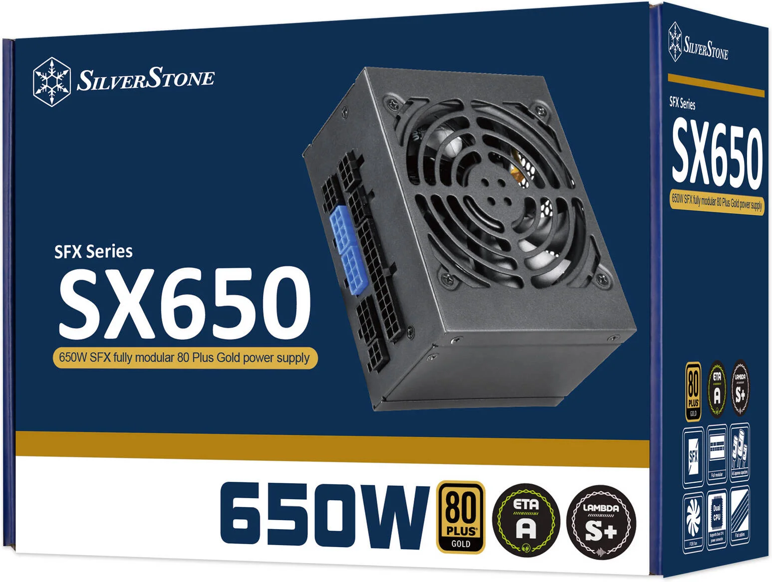 منبع تغذیه کاملا ماژولار سیلوراستون SX650-G، توان 650 وات، بازدهی 80 PLUS Gold، فن سایلنت FDB تکی 92 میلیمتری، PFC فعال، خازنهای ژاپنی، فرم فاکتور SFX، مشکی | SST-SX650-G V1.1 - تصویر 2 منبع تغذیه کاملا ماژولار سیلوراستون SX650-G، توان 650 وات، بازدهی 80 PLUS Gold، فن سایلنت FDB تکی 92 میلیمتری، PFC فعال، خازنهای ژاپنی، فرم فاکتور SFX، مشکی | SST-SX650-G V1.1 - تصویر 2