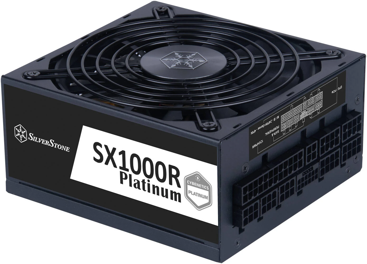 منبع تغذیه کاملا ماژولار سیلوراستون SX1000R پلاتینیوم، توان 1000 وات، دارای گواهینامه سایبرنتیکس پلاتینیوم، PFC فعال، کانکتور 12VHPWR PCIe، فن 120 میلی متری بلبرینگی دوگانه بی صدا، مشکی | SST-SX1000R-PL - تصویر 2