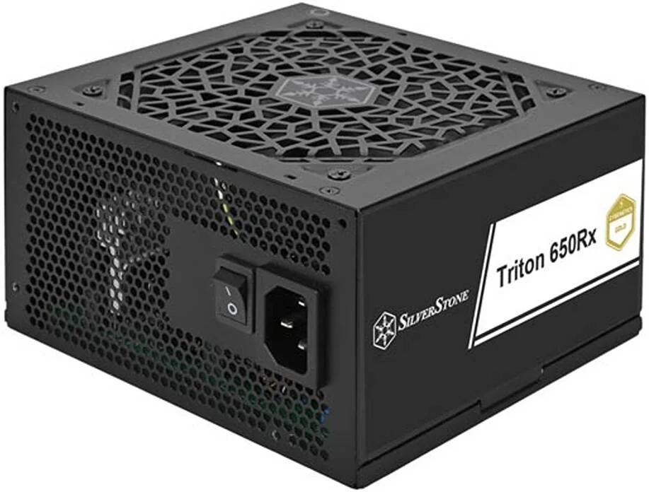 منبع تغذیه غیر ماژولار 650 وات SilverStone Triton 650Rx، توان 650 وات، دارای گواهینامه Cybenetics Gold، فن بی صدای 120 میلی متری ICB، PFC فعال، سازگار با ATX 12V 3.1، مشکی | SST-TR650R-GF