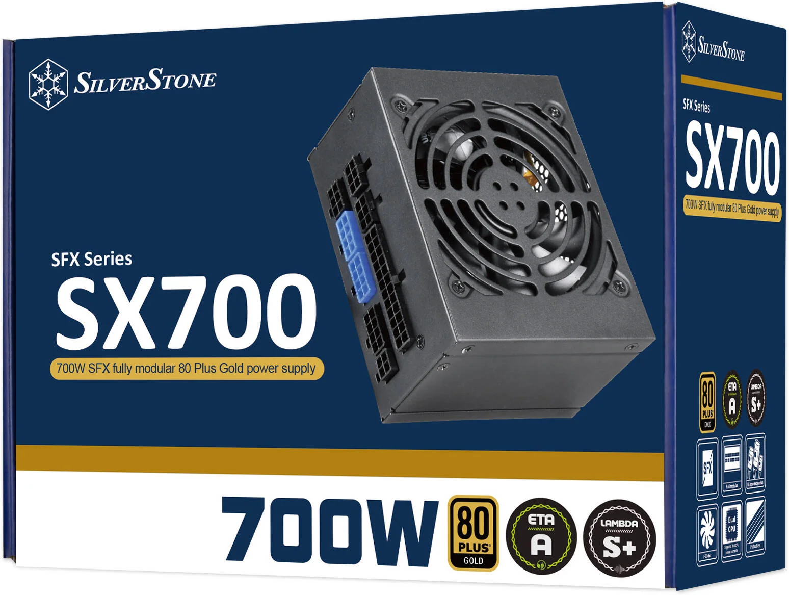 منبع تغذیه کاملاً ماژولار سیلوراستون SX700-G، توان 700 وات، راندمان 80 PLUS Gold، تک فن 92 میلیمتری FDB، PFC فعال، خازنهای ژاپنی، فرم فاکتور SFX، مشکی | SST-SX700-G V1.1 - تصویر 2 منبع تغذیه کاملاً ماژولار سیلوراستون SX700-G، توان 700 وات، راندمان 80 PLUS Gold، تک فن 92 میلیمتری FDB، PFC فعال، خازنهای ژاپنی، فرم فاکتور SFX، مشکی | SST-SX700-G V1.1 - تصویر 2