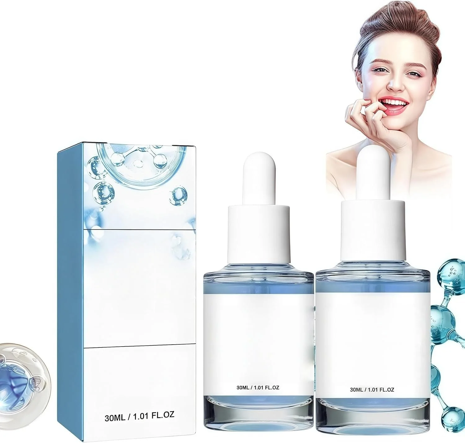 سرم صورت پپتید مس آبی، ضد چروک و بهبود دهنده پوست آسیب دیده، سرم پپتیدهای مس برای صورت، سرم درخشان کننده برای پوست درخشان، سرم اسید هیالورونیک کاهش دهنده خطوط ریز، بهبود دهنده سد پوستی (2 عدد)