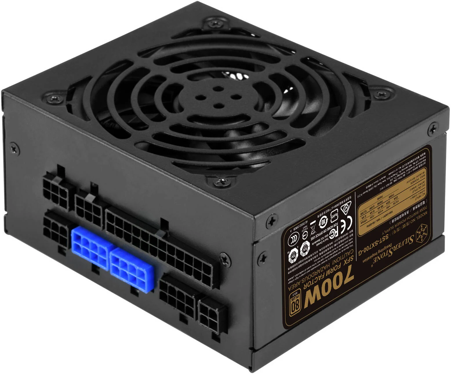 منبع تغذیه کاملاً ماژولار سیلوراستون SX700-G، توان 700 وات، راندمان 80 PLUS Gold، تک فن 92 میلیمتری FDB، PFC فعال، خازنهای ژاپنی، فرم فاکتور SFX، مشکی | SST-SX700-G V1.1 - تصویر 3 منبع تغذیه کاملاً ماژولار سیلوراستون SX700-G، توان 700 وات، راندمان 80 PLUS Gold، تک فن 92 میلیمتری FDB، PFC فعال، خازنهای ژاپنی، فرم فاکتور SFX، مشکی | SST-SX700-G V1.1 - تصویر 3