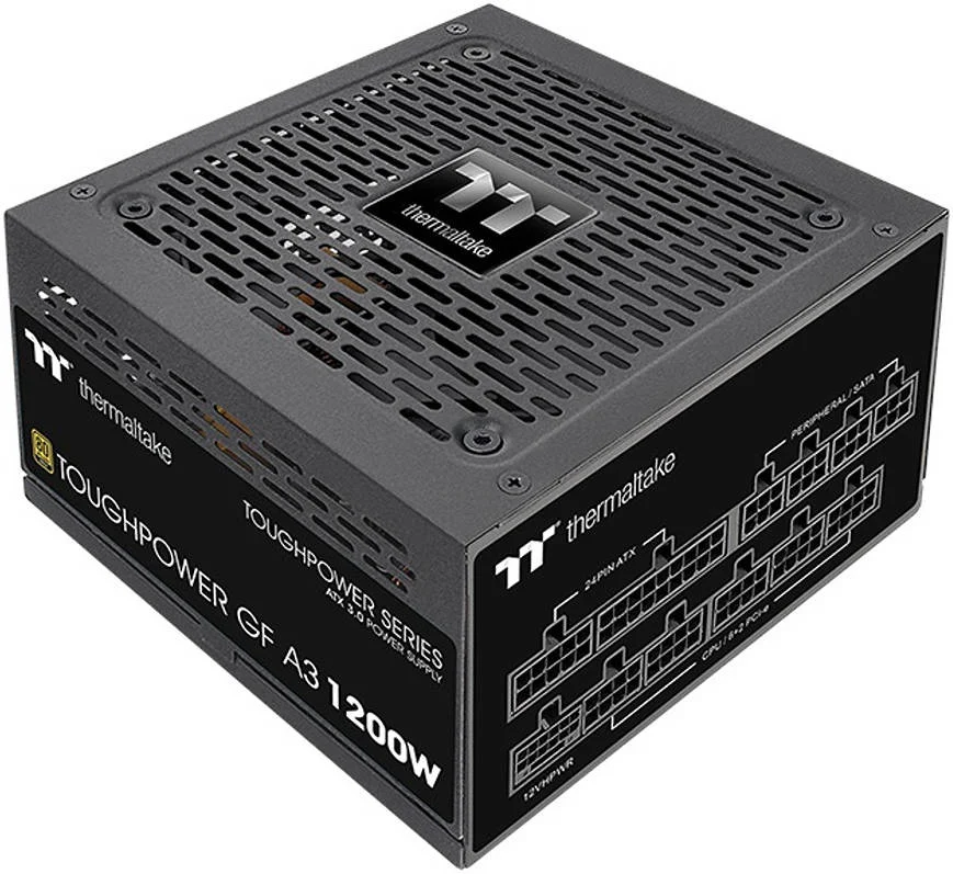 منبع تغذیه 1200 واتی Thermaltake Toughpower GF A3 Gold، کانکتورهای 600 واتی 12VHPWR واقعی در منبع تغذیه و NVIDIA RTX 40 Series، ATX 3.0/PCI-E 5.0، 80+ Gold، آماده SLI/Crossfire، مشکی | PS-TPD-1200FNFAGK-H