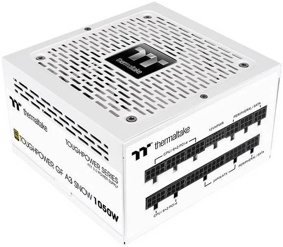منبع تغذیه Thermaltake Toughpower GF A3 Snow، توان 1050 وات، بازدهی 80 پلاس گلد، آماده برای PCIe Gen 5، خازن اصلی ژاپنی، PFC فعال، فن 120 میلی متری FDB، سفید | PS-TPD-1050FNFAGK-N