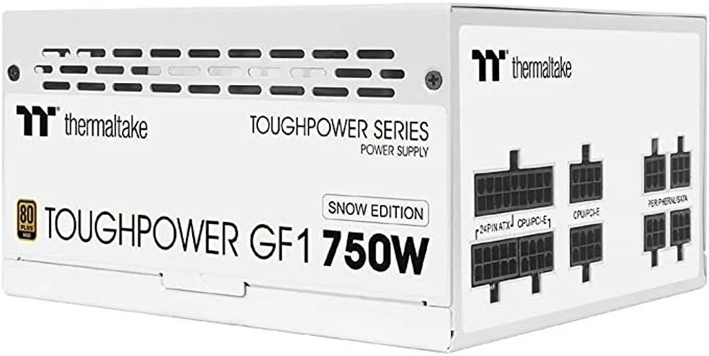 منبع تغذیه کاملا ماژولار 750 واتی Thermaltake Toughpower GF1، بدون نور، فول رنج، آنالوگ، 80 پلاس گلد، EU، خازن 100% ژاپنی، حداکثر ظرفیت خروجی 750 وات، نسخه برفی | PS-TPD-0750FNFAGE-W