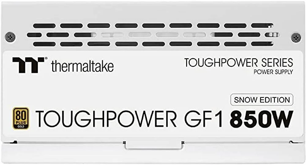 منبع تغذیه کامپیوتر ترمالتیک Toughpower GF1 850W، کاملاً ماژولار، بدون نور، برد کامل، آنالوگ، 80 پلاس گلد، EU، خازن 100% ژاپنی، حداکثر ظرفیت خروجی 850 وات، نسخه برفی | PS-TPD-0850FNFAGE-W