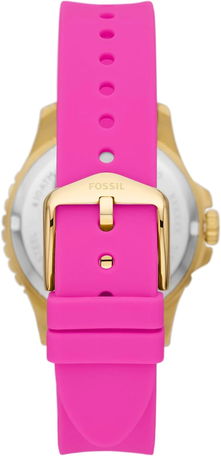 ساعت مچی زنانه فسیل FB-01 کوارتز استیل ضد زنگ و سیلیکونی، رنگ: صورتی (مدل: ES5290)