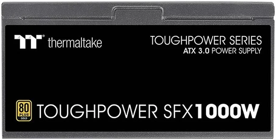 منبع تغذیه کامپیوتر ترمالتیک Toughpower SFX 1000W Gold، تمام ماژولار، نسخه TT Premium، حداکثر ظرفیت 1000 وات، 80 PLUS Gold، فن بلبرینگ دینامیکی سیال 120 میلی متری، PCIe 5.0، مشکی | PS-STP-1000FNFAGK-1