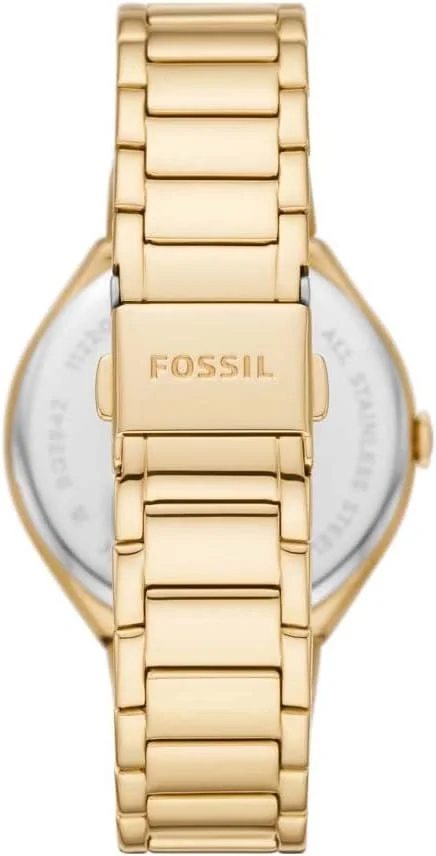 ساعت مچی زنانه فسیل Ashtyn با سه عقربه و نمایشگر تاریخ - مدل BQ3842، بدنه استیل طلایی