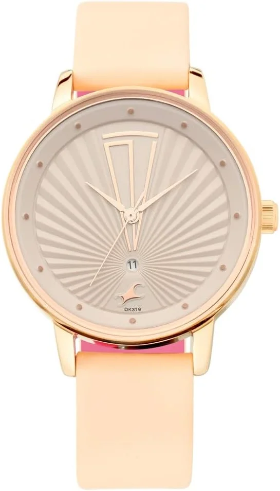 ساعت مچی زنانه آنالوگ با صفحه بژ و بند طرح‌دار Fastrack مدل 6206WL01/NP6206WL01 از کالکشن Ruffles