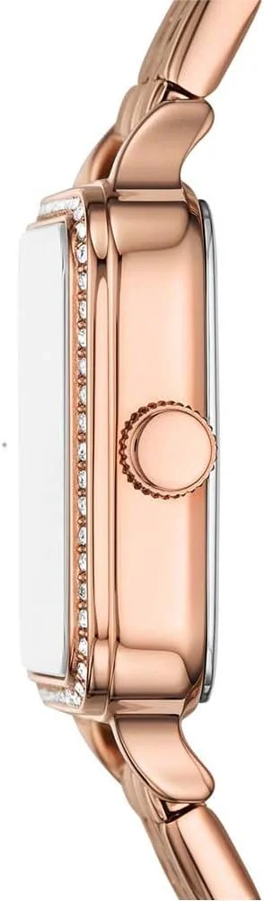 ساعت مچی زنانه فسیل مدل Colleen با سه عقربه و بند استیل ضد زنگ، سفید/رزگلد