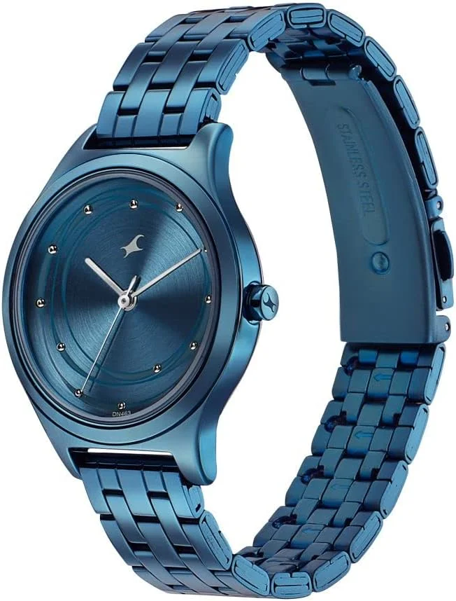 ساعت مچی زنانه فستراک آنالوگ صفحه آبی بند آبی فلزی