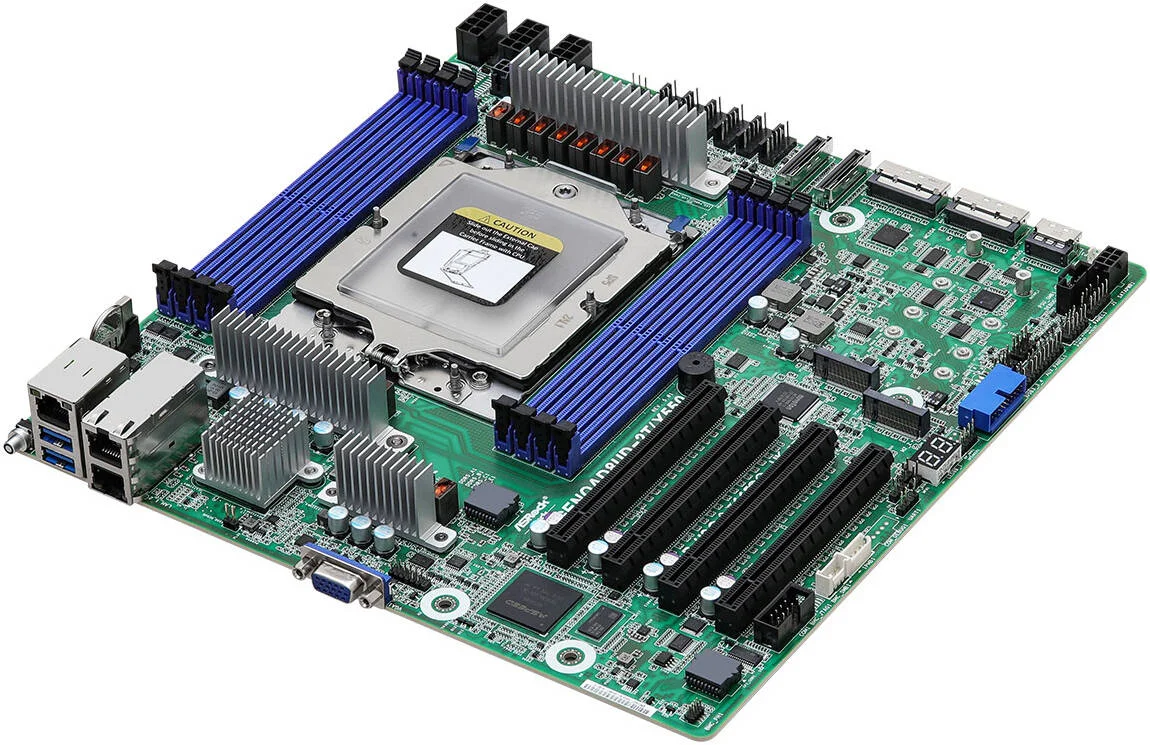 مادربرد سرور AsRock Rack GENOAD8UD-2T/X550 Deep Micro-ATX، تک سوکت SP5 (LGA 6096)، 8 اسلات DDR5 DIMM حداکثر 512 گیگابایت، دو LAN 10G، PCIe5.0 x4 | GENOAD8UD-2T/X550