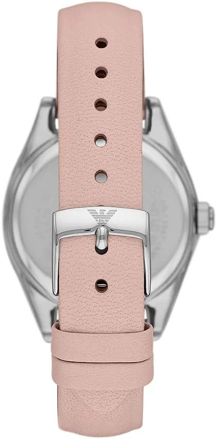 ساعت مچی سه عقربه تاریخ‌دار امپوریو آرمانی با بند چرمی صورتی - AR11547