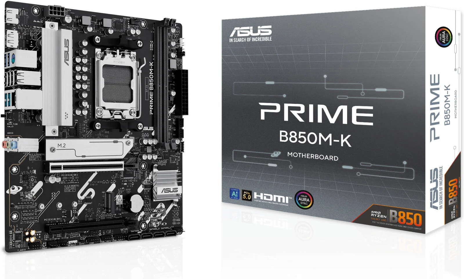 مادربرد ASUS Prime B850M-K AM5 Micro-ATX، چیپست AMD B850، 2x DIMM DDR5، حداکثر حافظه 128 گیگابایت، 1x PCIe 5.0 x16، 2x اسلات M.2 | 90MB1LV0-M0EAY0
