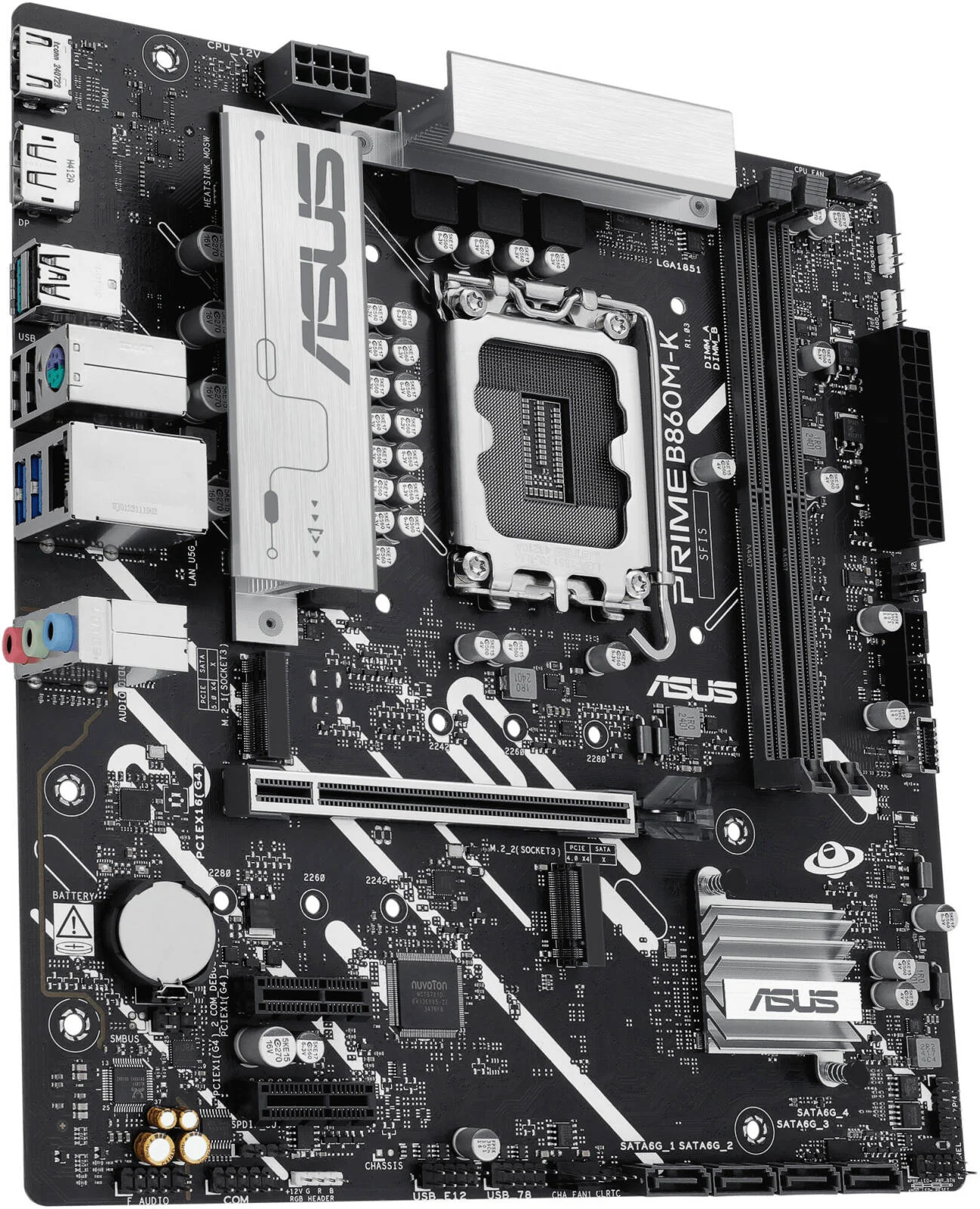 مادربرد ASUS Prime B860M-K LGA 1851 Micro-ATX، چیپست Intel B860، دارای 2 اسلات DIMM DDR5، حداکثر حافظه 128 گیگابایت، 1 اسلات PCIe 4.0 x16، 2 اسلات M.2 | 90MB1JT0-M0EAY0