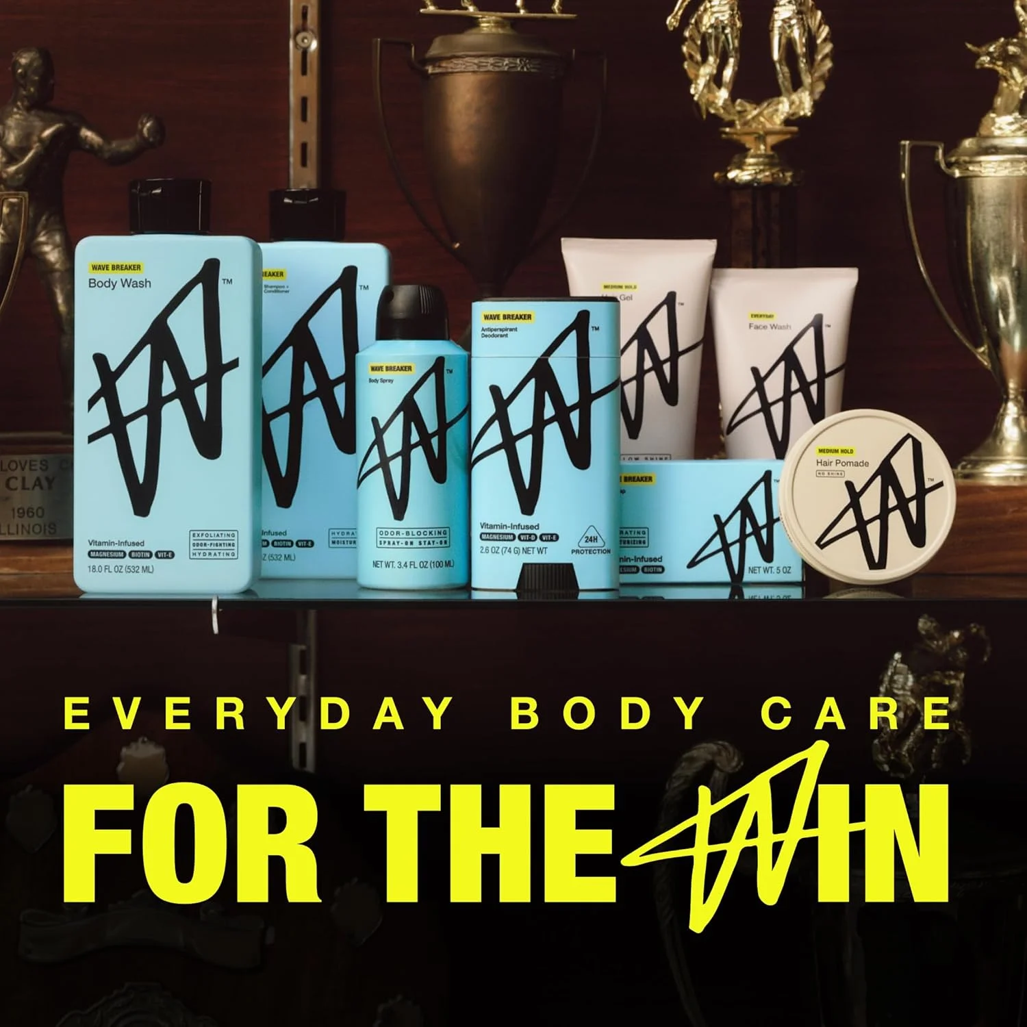 دئودورانت ضد تعریق مردانه W By Jake Paul، مسدود کننده بو، غنی شده با ویتامین، محافظت 24 ساعته در برابر تعریق - Wave Breaker، 73 گرم