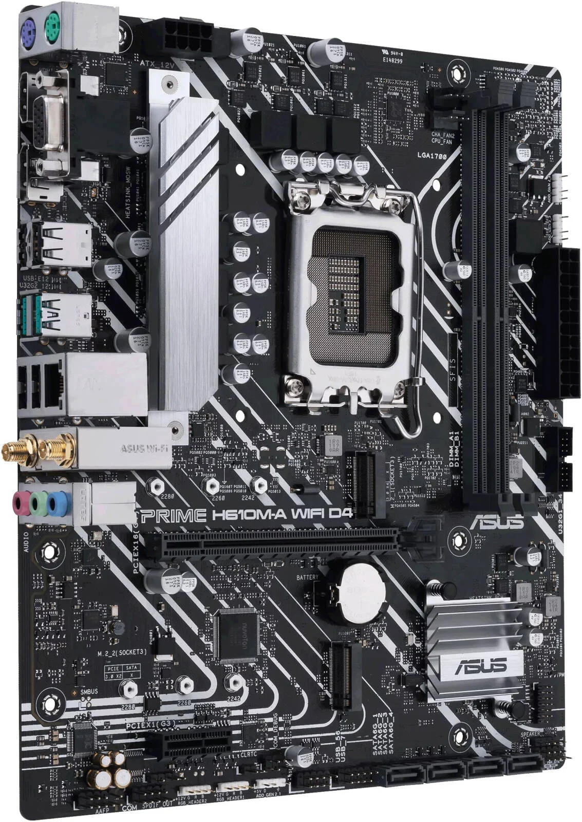 مادربرد ASUS Prime H610M-A WiFi LGA 1700 Micro ATX، دو اسلات DDR4 DIMM، حداکثر حافظه 64 گیگابایت، یک اسلات PCIe 4.0 x16 SafeSlot، دو اسلات M.2، اتصال WiFi و بلوتوث | 90MB1C80-M0EAY0