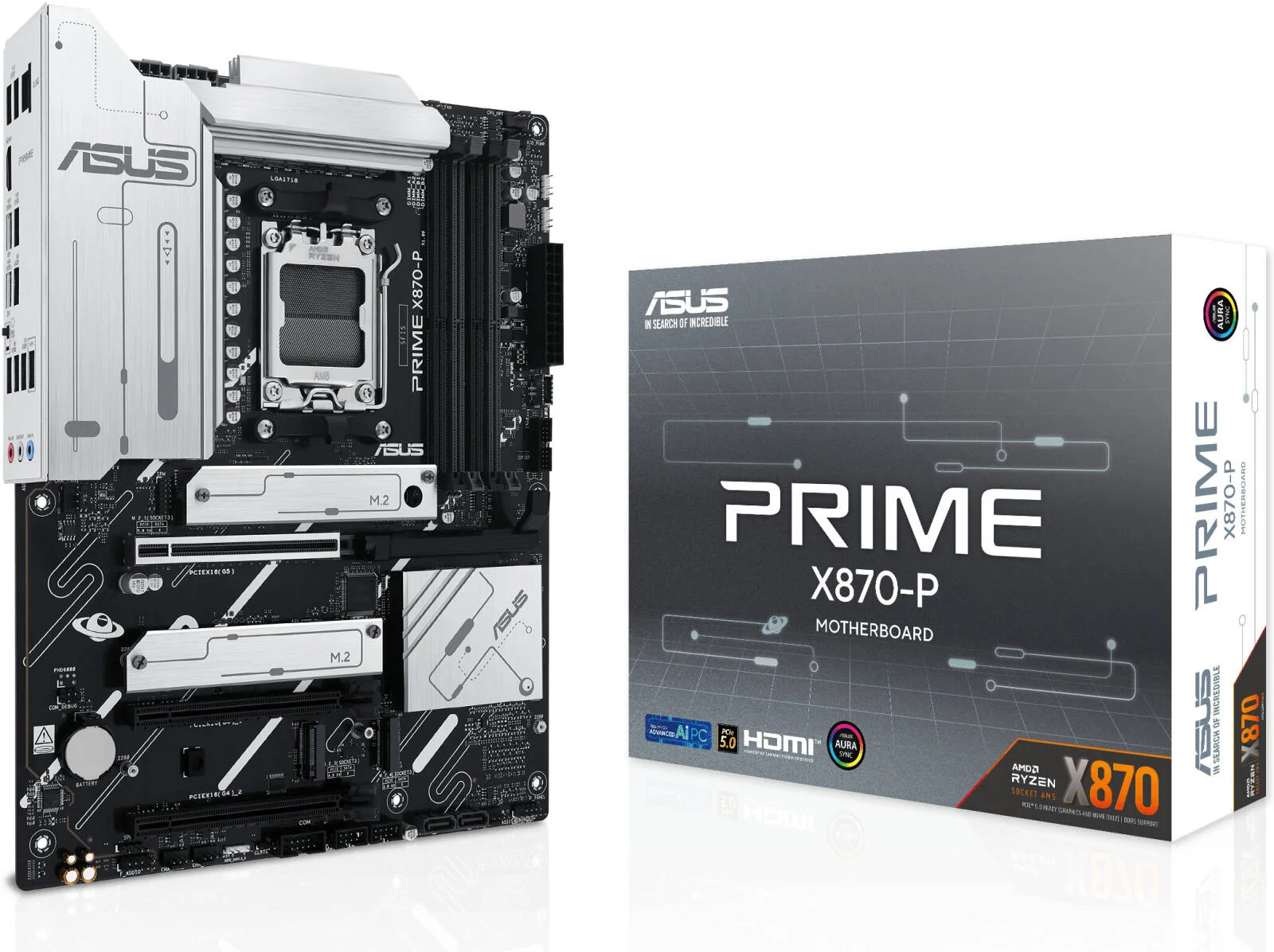 مادربرد ASUS PRIME X870-P ATX، چیپست AMD X870، دارای 4 اسلات DIMM DDR5، حداکثر حافظه 192 گیگابایت، اترنت Realtek 2.5Gb، دارای 4 اسلات M.2، 1 اسلات PCIe 5.0، 2 اسلات PCIe 4.0 x16، پورت HDMI | 90MB1IT0-M0EAY0