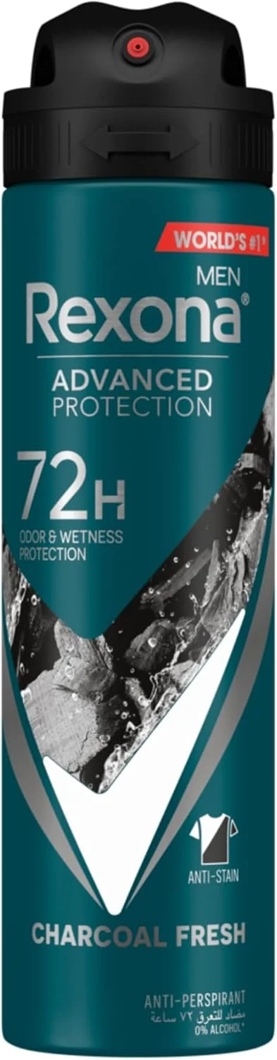 اسپری ضد تعریق مردانه رکسونا، محافظت 72 ساعته در برابر عرق و بو، ذغالی فرش، با فناوری MotionSense، 150 میلی لیتر