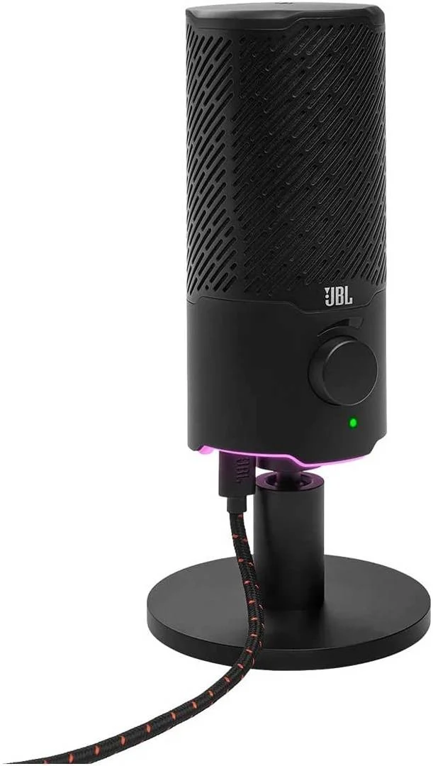 میکروفون USB دو الگوی JBL Quantum Stream برای استریم، ضبط و بازی، 2 خازن الکترت، حلقه RGB با نشانگر قطع صدا، تا 24 بیت / 96 کیلوهرتز، پورت USB Type-C، مشکی | JBLQSTREAMBLK