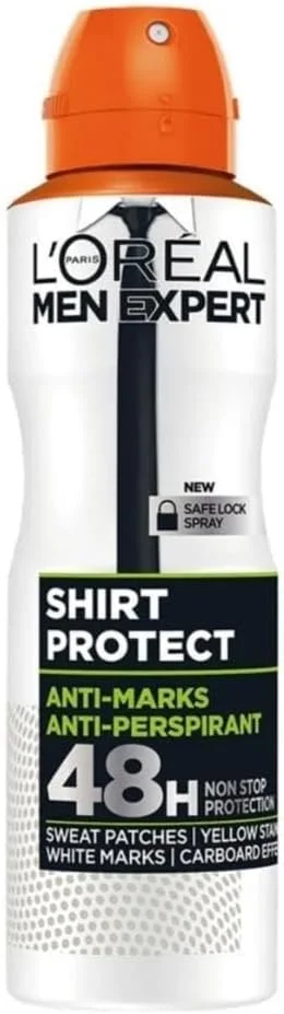 اسپری ضد تعریق مردانه لورآل پاریس مدل Shirt Protect، 150 میلی لیتر اسپری ضد تعریق مردانه لورآل پاریس مدل Shirt Protect، 150 میلی لیتر