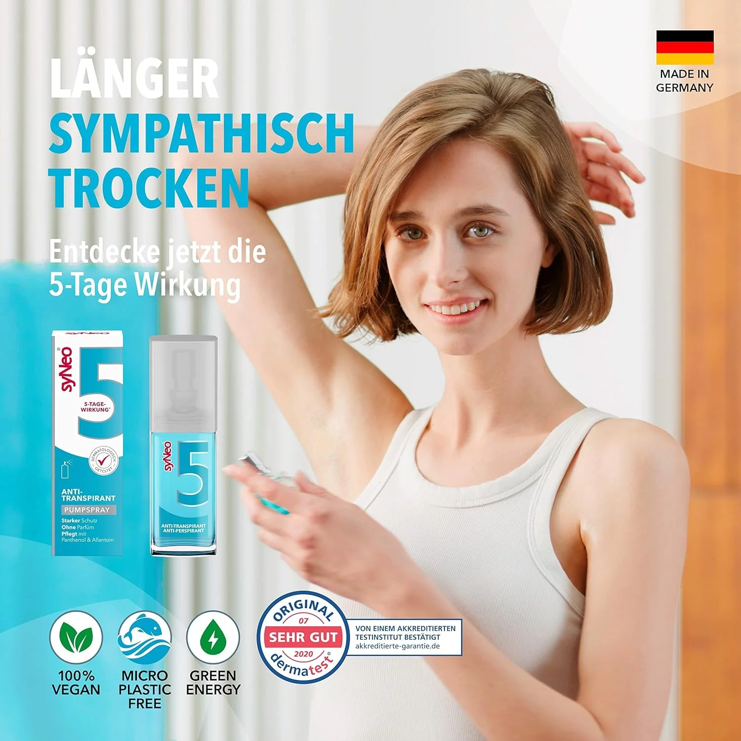 اسپری ضد تعریق پمپی syNeo 5 - اثر 5 روزه - ضد تعریق شدید، عرق و بو - برای بدن، دست ها و صورت - تست شده از نظر پوستی - برای مردان و زنان - ساخت آلمان - 30 میلی لیتر