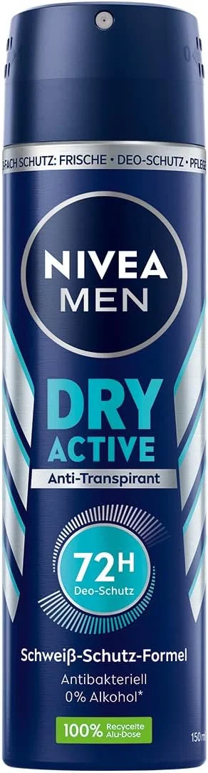 NIVEA MEN Dry Active Deodorant Spray (150 ml), Effective Antiperspirant for a Dry Skin Feeling, with 72h Protection and Dual Active Formula NIVEA MEN Dry Active Deodorant Spray (150 ml), Effective Antiperspirant for a Dry Skin Feeling, with 72h Protection and Dual Active Formula