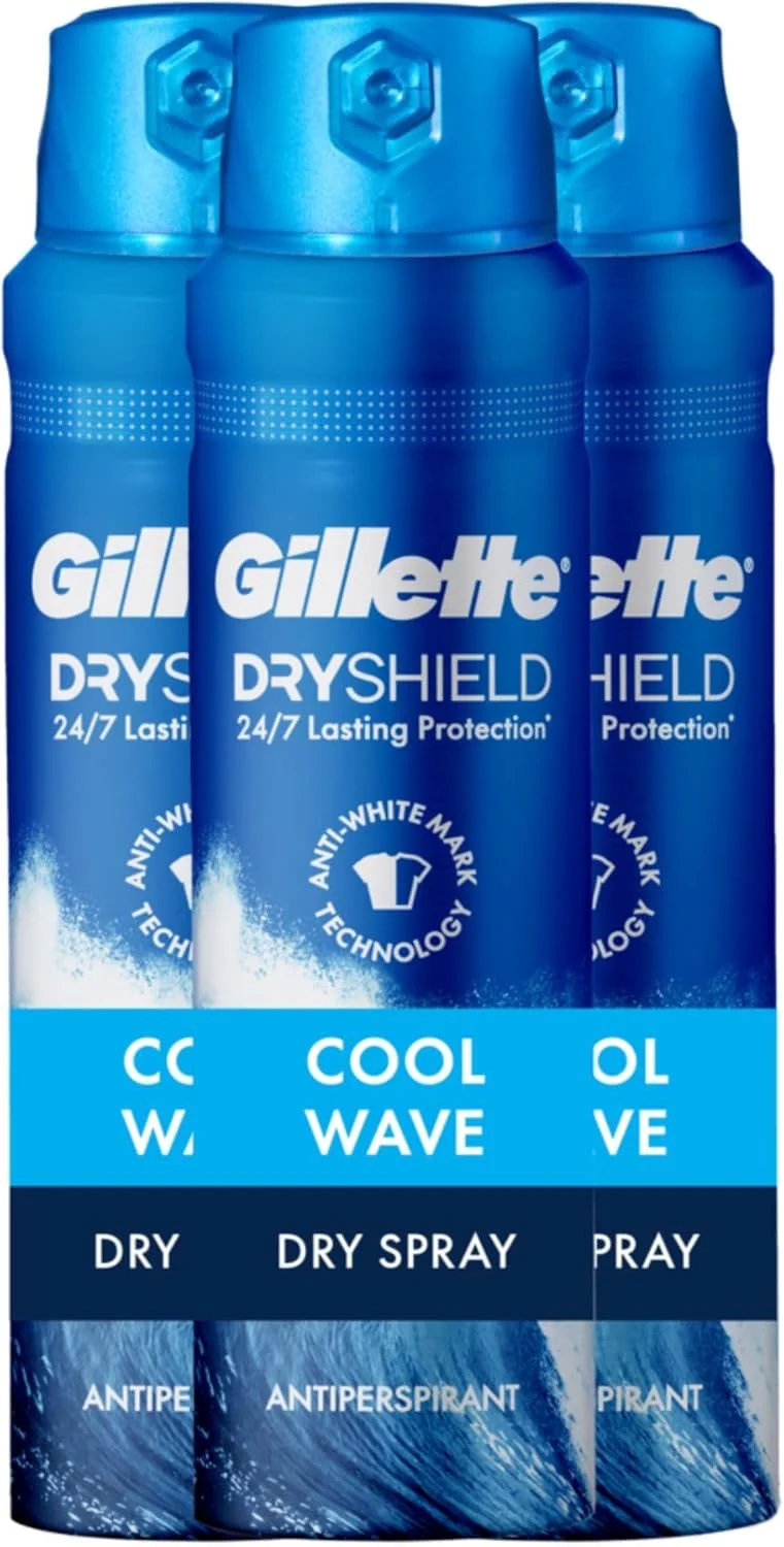 اسپری خشک ضد تعریق و خوشبو کننده بدن مردانه ژیلت، محافظت 24 ساعته در برابر تعریق و بوی بد، فناوری ضد لک سفید، رایحه کول ویو، 127 گرم (بسته 3 عددی) اسپری خشک ضد تعریق و خوشبو کننده بدن مردانه ژیلت، محافظت 24 ساعته در برابر تعریق و بوی بد، فناوری ضد لک سفید، رایحه کول ویو، 127 گرم (بسته 3 عددی)