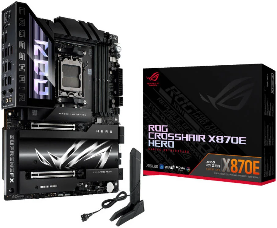مادربرد ایسوس ROG CROSSHAIR X870E HERO، AMD AM5، پشتیبانی از DDR5 تا 192 گیگابایت EXPO، هوش مصنوعی، Wi-Fi 7، 2 پورت USB4، پشتیبانی از اورکلاکینگ | 90MB1IE0-M0EAY0