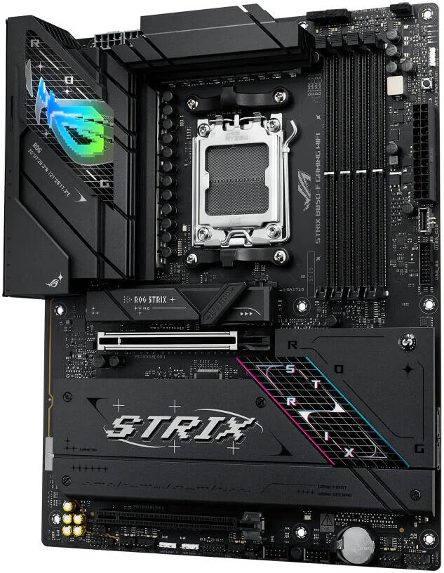 مادربرد گیمینگ ASUS ROG Strix B850-F WiFi AM5 ATX، چیپست AMD B850، چهار اسلات DIMM DDR5، حداکثر حافظه 192 گیگابایت، یک اسلات PCIe 5.0 x16 SafeSlot، چهار اسلات M.2، اتصال WiFi و BT | 90MB1J70-M0EAY0