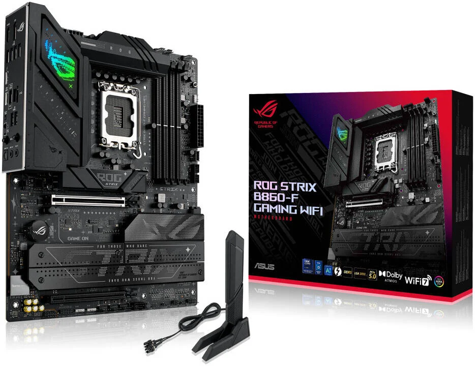 مادربرد ASUS ROG Strix B860-F Gaming WiFi LGA 1851 ATX، چیپست Intel B860، 4 اسلات DIMM DDR5، حداکثر حافظه 256 گیگابایت، 1 اسلات PCIe 5.0 x16 SafeSlot، 4 اسلات M.2، WiFi و BT | 90MB1JG0-M0EAY0
